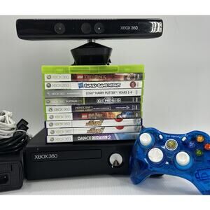Microsoft Xbox 360 S Black 500GB Console With One Controller 10 Games and Kinect